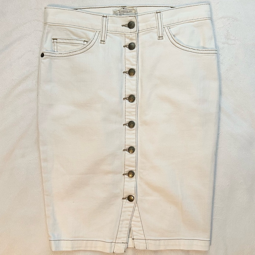 Current/Elliot The Dorothy Jean White Pencil Skirt Sz 0 Button Front Knee length